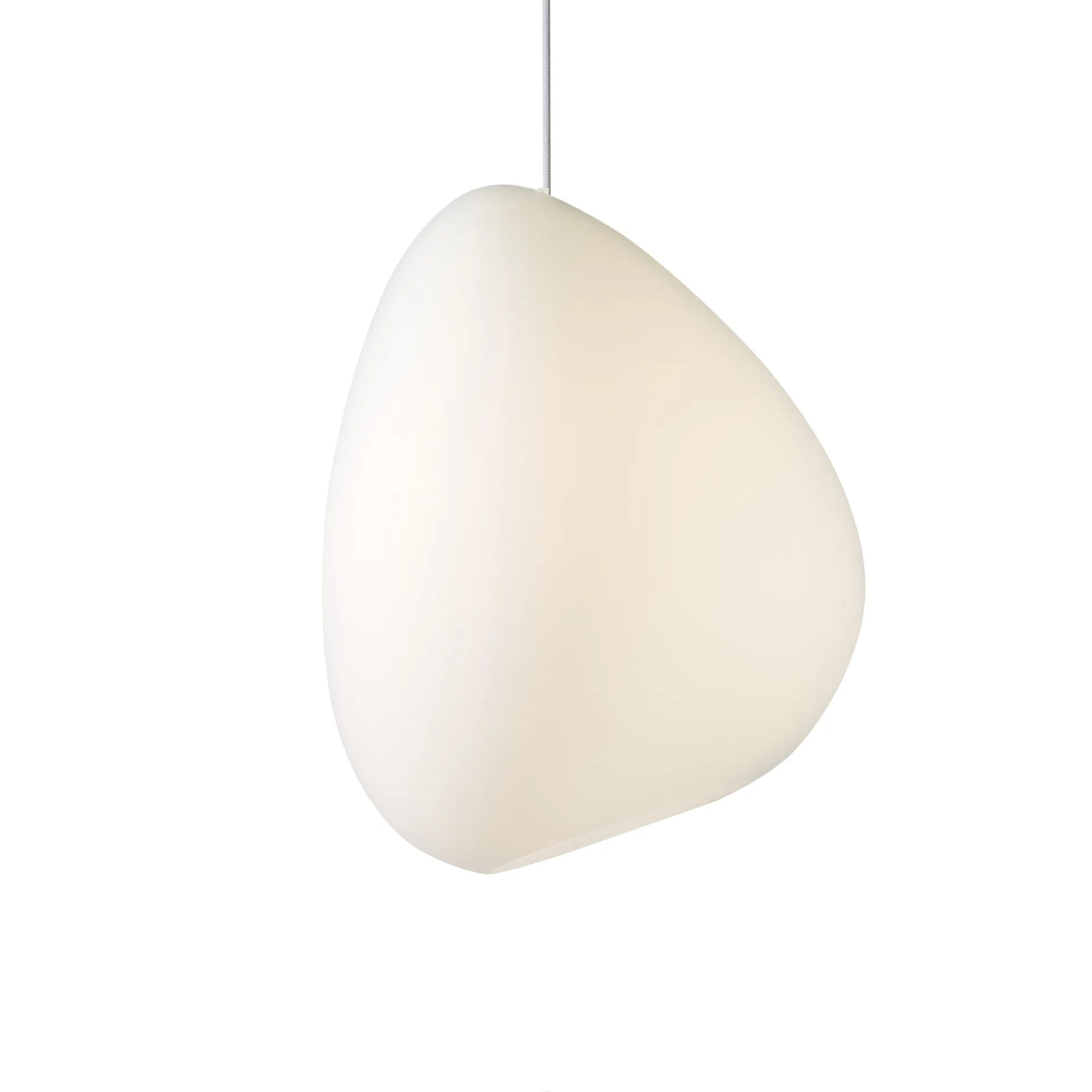 Suspension Ocean verre opale, cordon textile blanc Belid