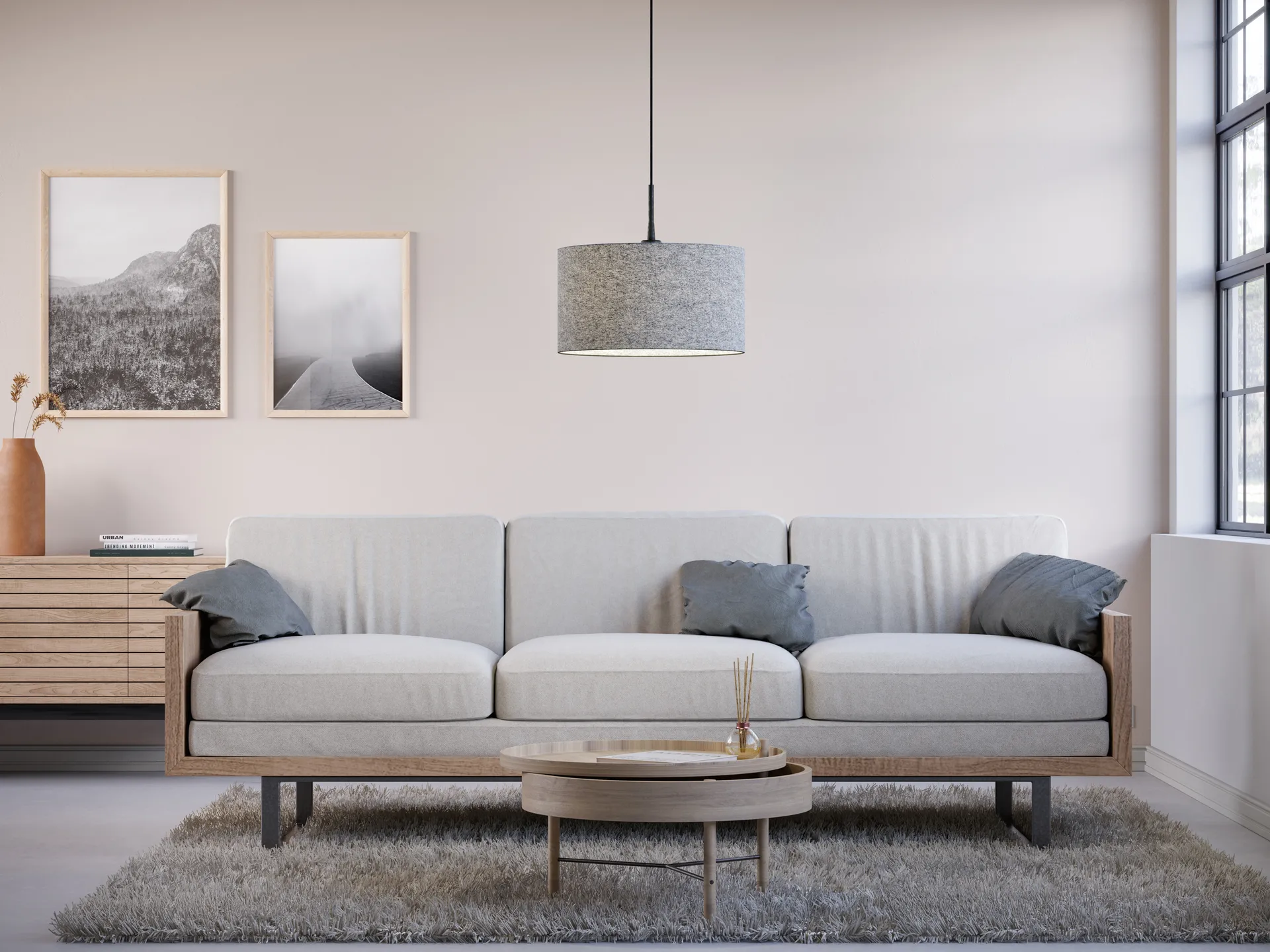 Suspension Soft Ø40 cm, Laine grise Belid