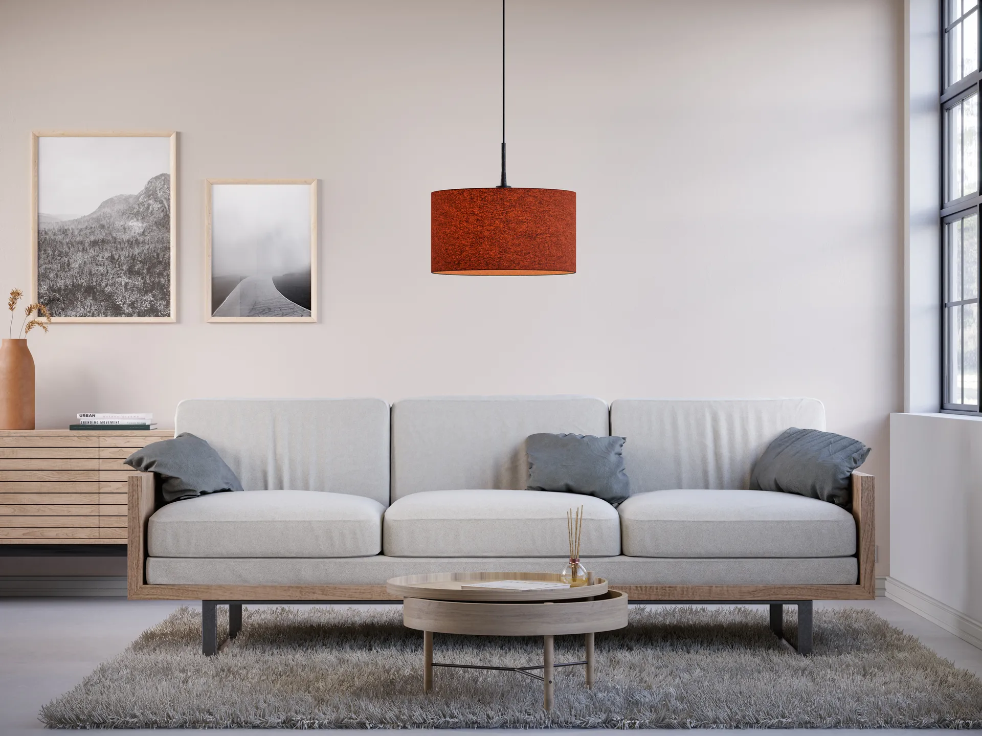 Suspension Soft Ø40 cm, Laine rouge rouille Belid