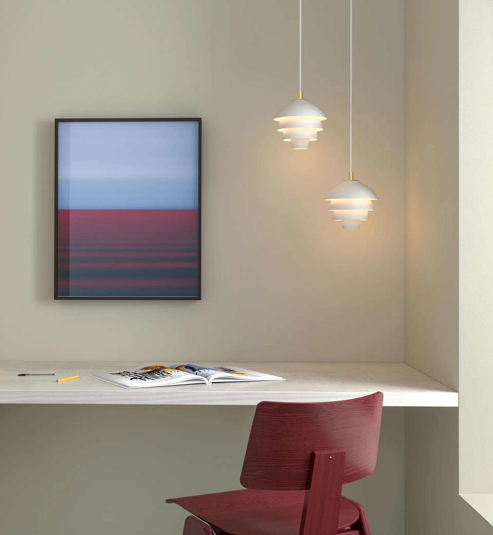 Suspension Valencia Ø18 cm, Blanc mat-laiton Belid