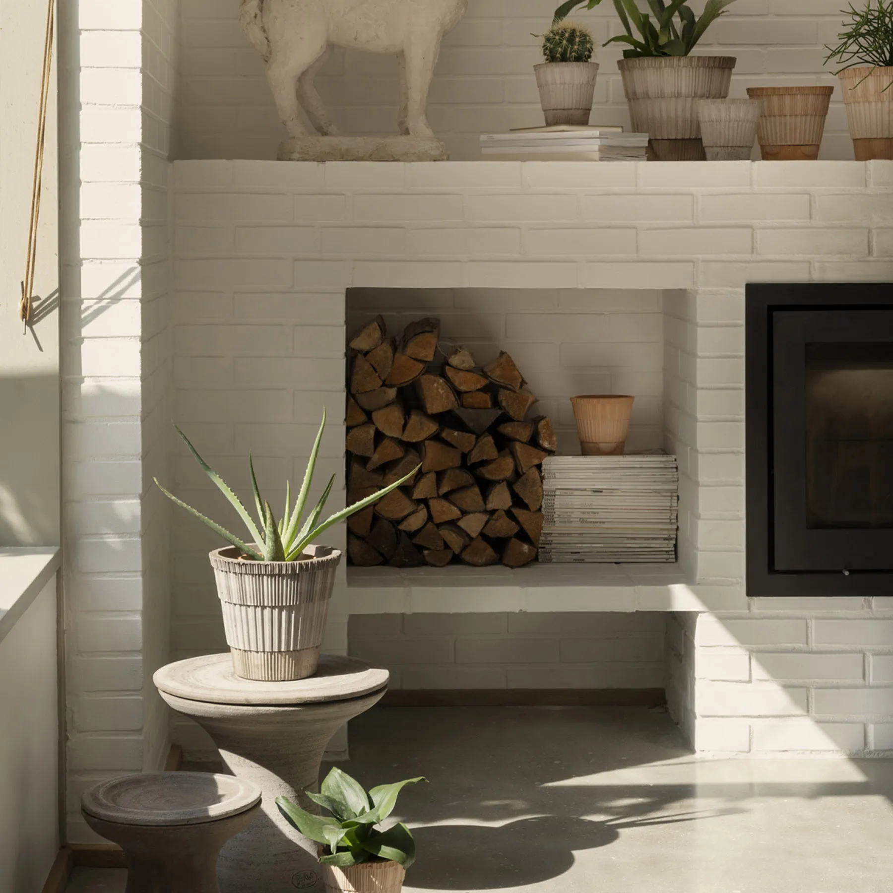 Cache-pot Atlas raw avec soucoupe, Gris, Ø18 cm Bergs Potter