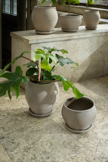 Cache-pot avec soucoupe Delphi 2 pièces - Gris, Ø24 cm, bas - Bergs Potter