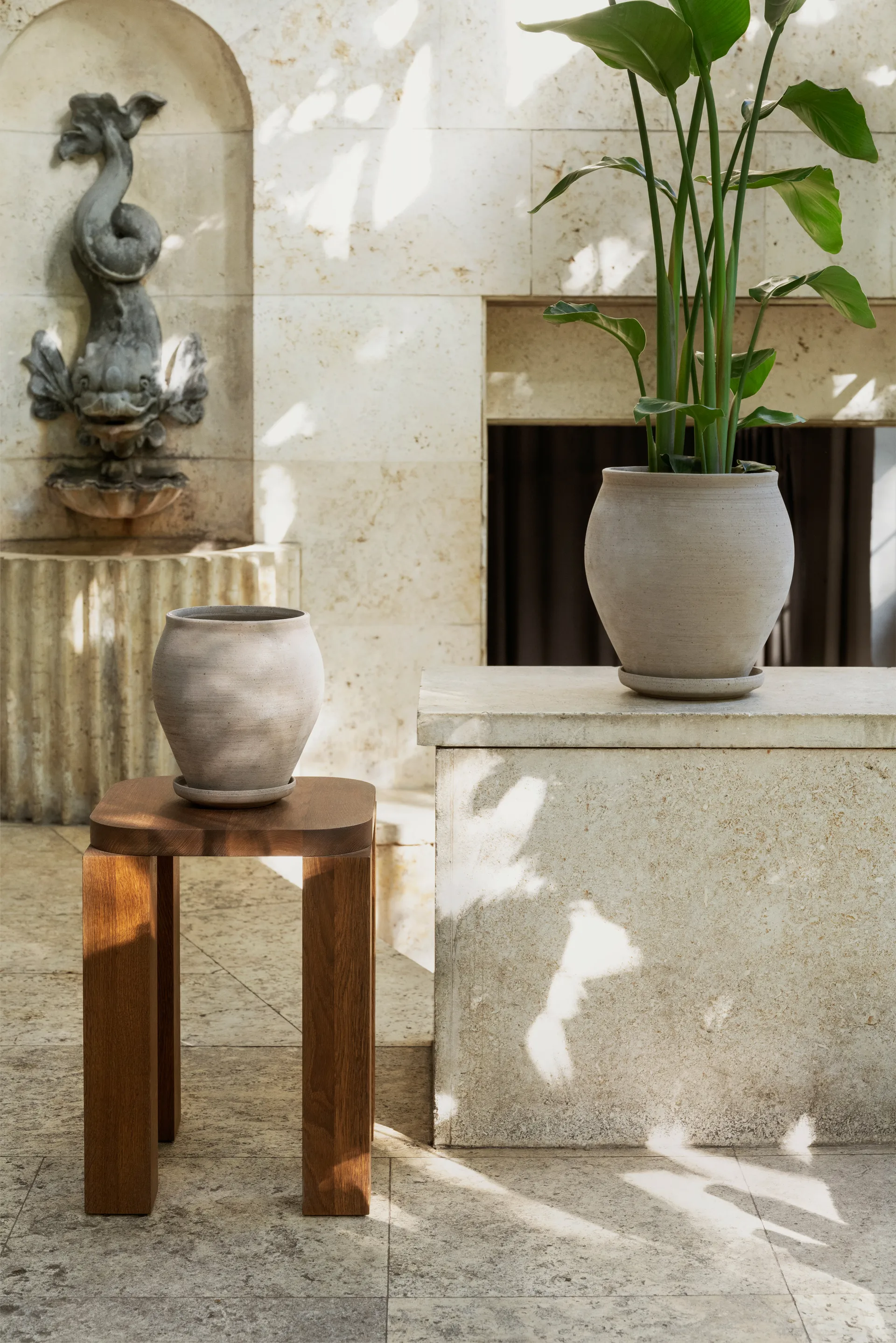 Cache-pot avec soucoupe Delphi 2 pièces, Gris, Ø26 cm Bergs Potter