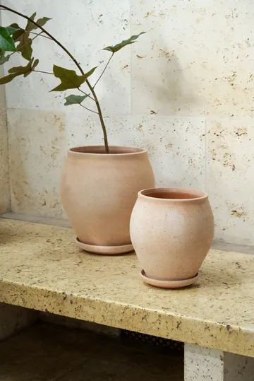 Cache-pot avec soucoupe Delphi 2 pièces - Rose, Ø20 cm - Bergs Potter