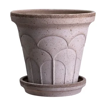 Cache-pot avec soucoupe Fleur 2 pièces - Gris, Ø12 cm - Bergs Potter