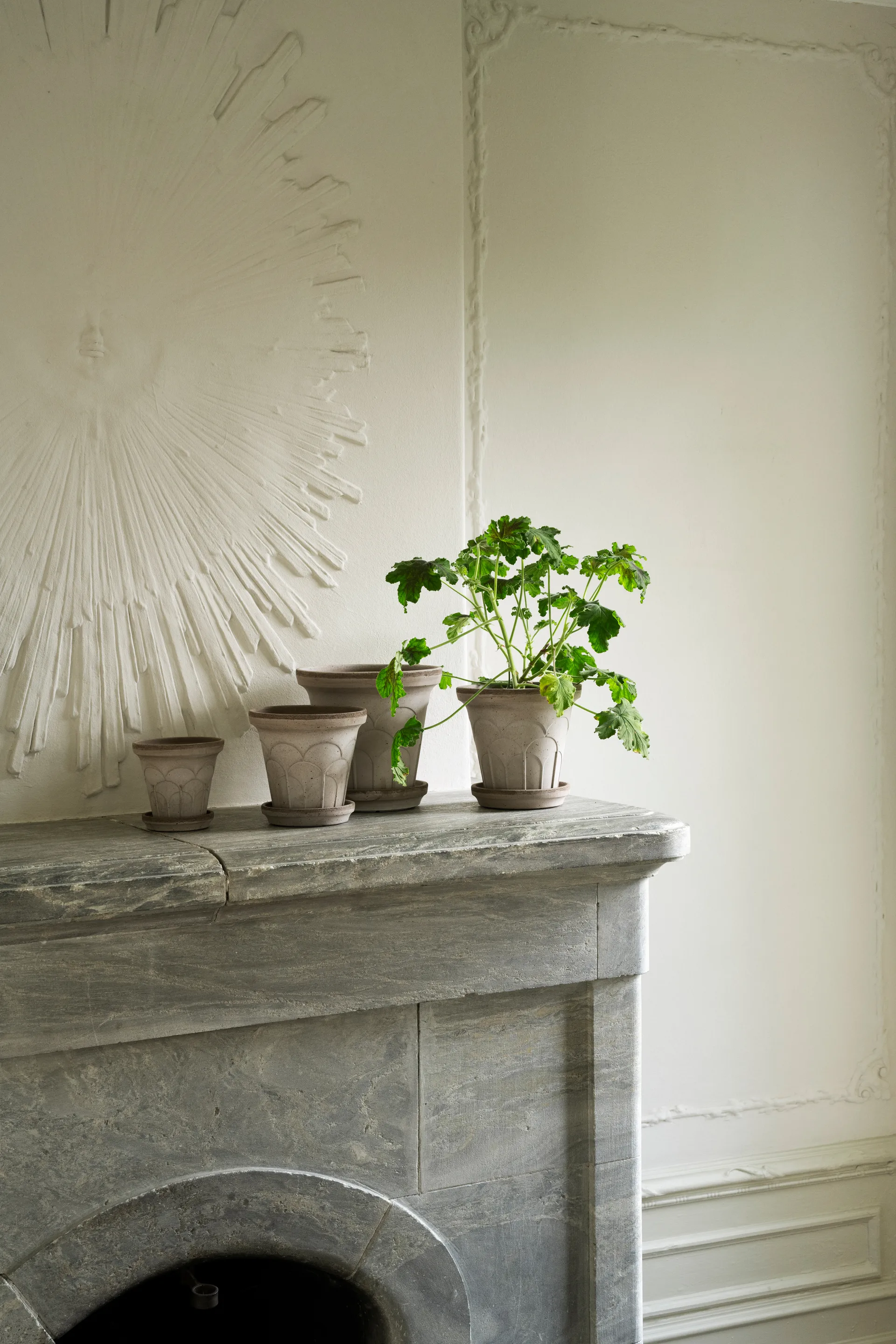 Cache-pot avec soucoupe Fleur 2 pièces, Gris, Ø16 cm Bergs Potter