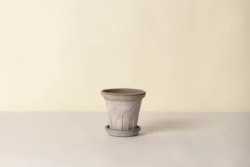 Cache-pot avec soucoupe Fleur 2 pièces - Gris, Ø16 cm - Bergs Potter