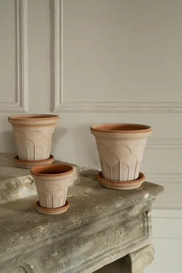 Cache-pot avec soucoupe Fleur 2 pièces - Rose, Ø12 cm - Bergs Potter