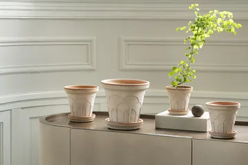Cache-pot avec soucoupe Fleur 2 pièces - Rose, Ø14 m - Bergs Potter