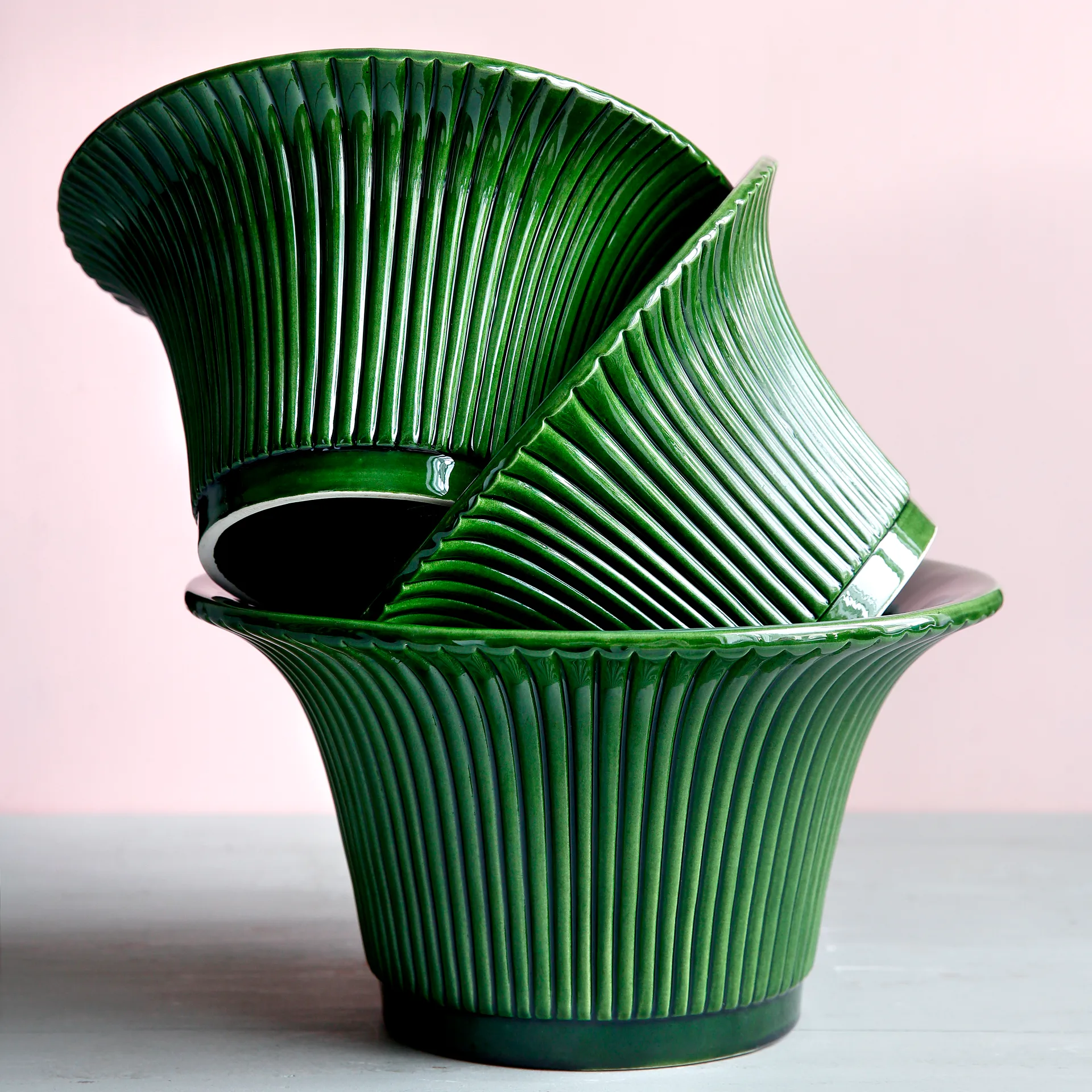 Cache-pot émaillé Daisy Ø25 cm, Vert Bergs Potter