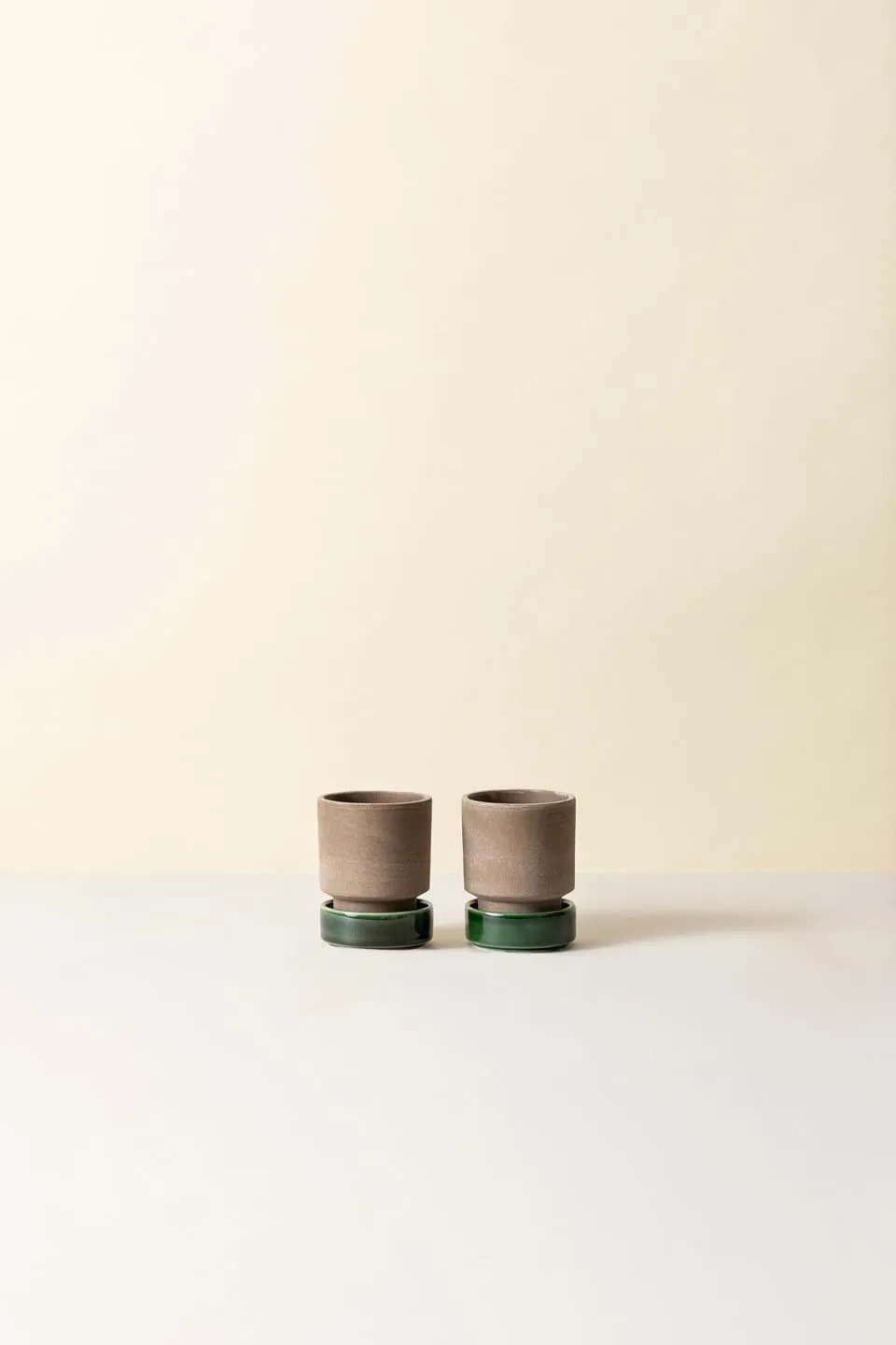 Cache-pot Hoff lot de 2, Ø8 cm, Raw Grey-Emerald Green Bergs Potter