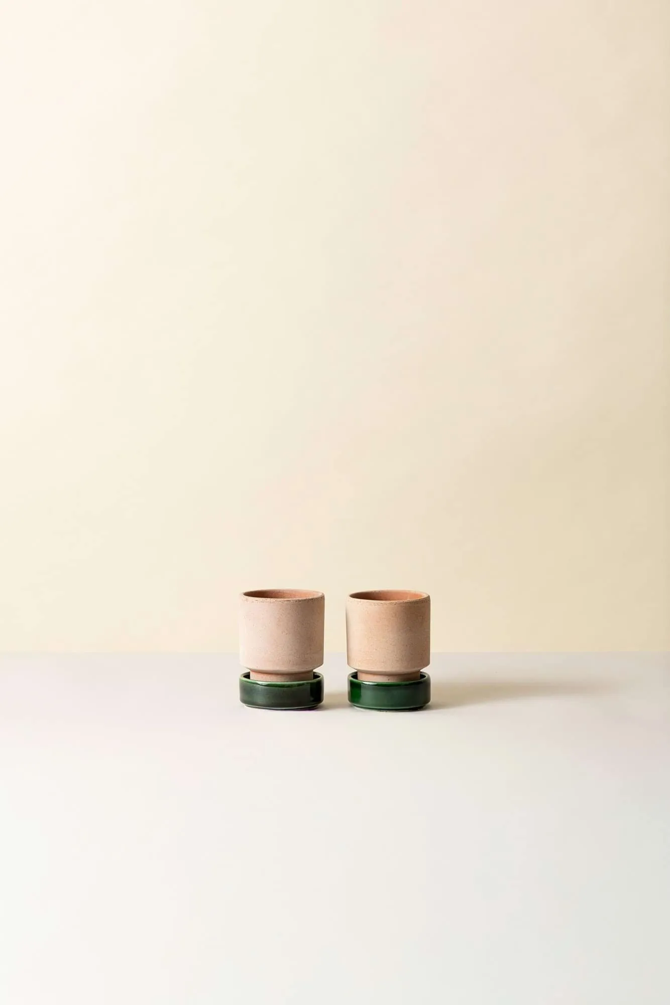 Cache-pot Hoff lot de 2, Ø8 cm, Raw Rosa-Emerald Green Bergs Potter