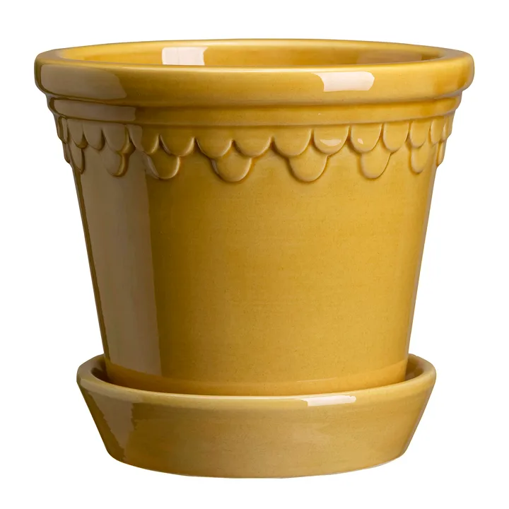 Pot de fleurs émaillé Köpenhamn - Jaune, Ø14 cm - Bergs Potter