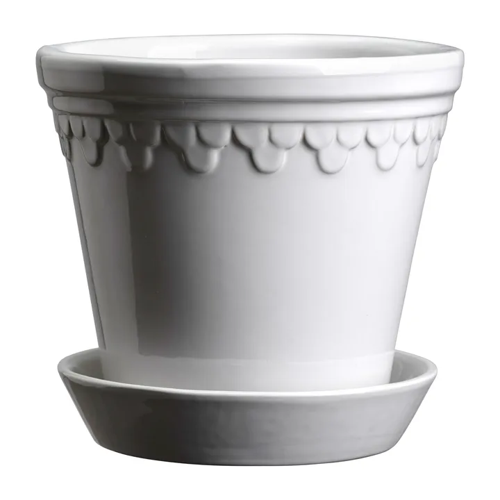 Pot de fleurs émaillé Köpenhamn - Mineral White (blanc), Ø10 cm - Bergs Potter