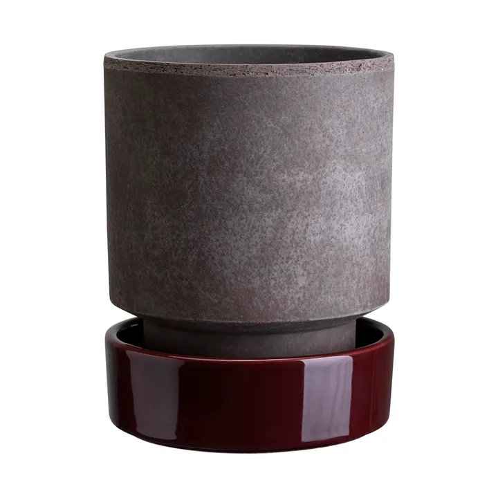 Pot de fleurs Hoff - Ø16 cm, Raw Grey-Deep Burgundy (gris-rouge) - Bergs Potter