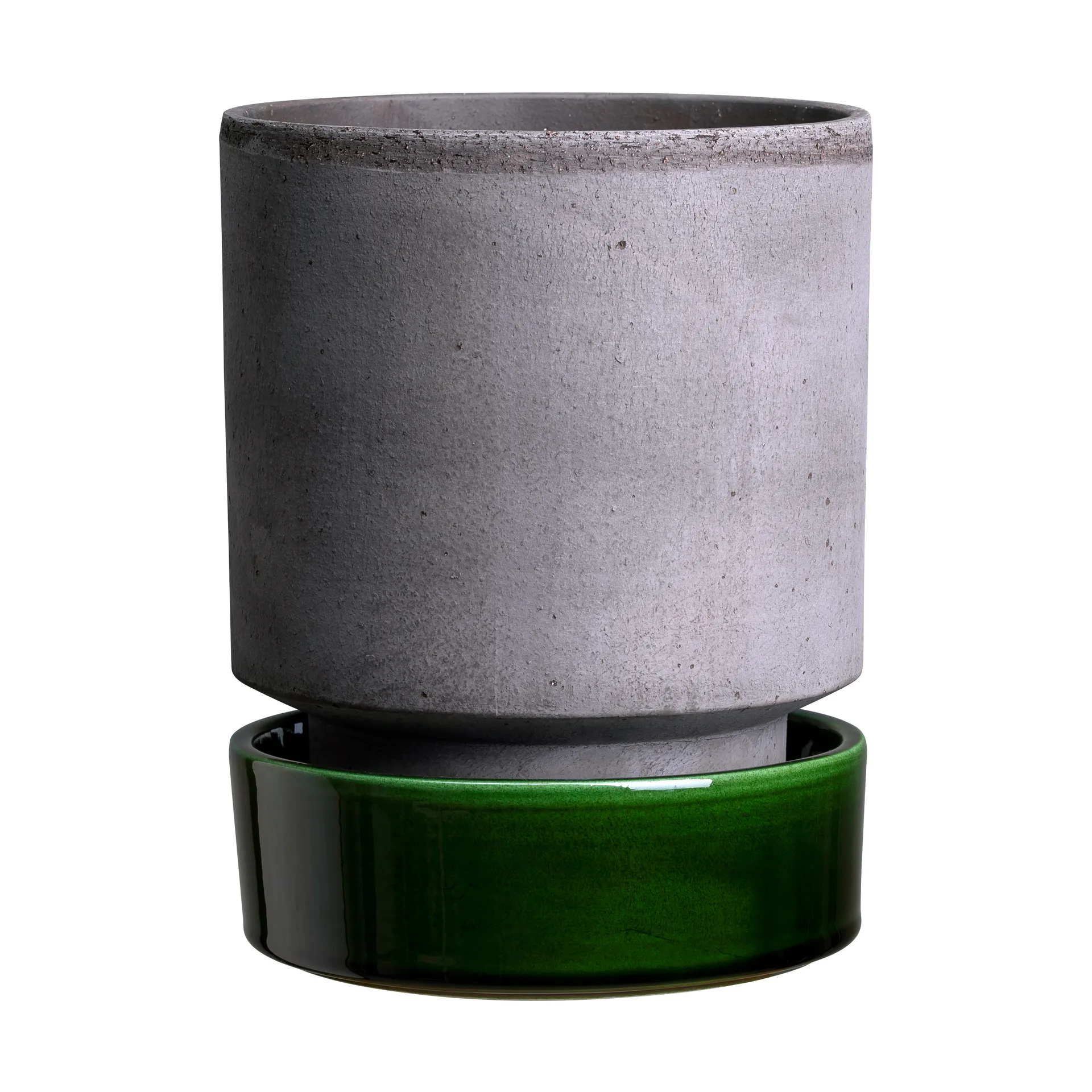 Pot Hoff, Ø16 cm, Raw Grey-Emerald Green Bergs Potter