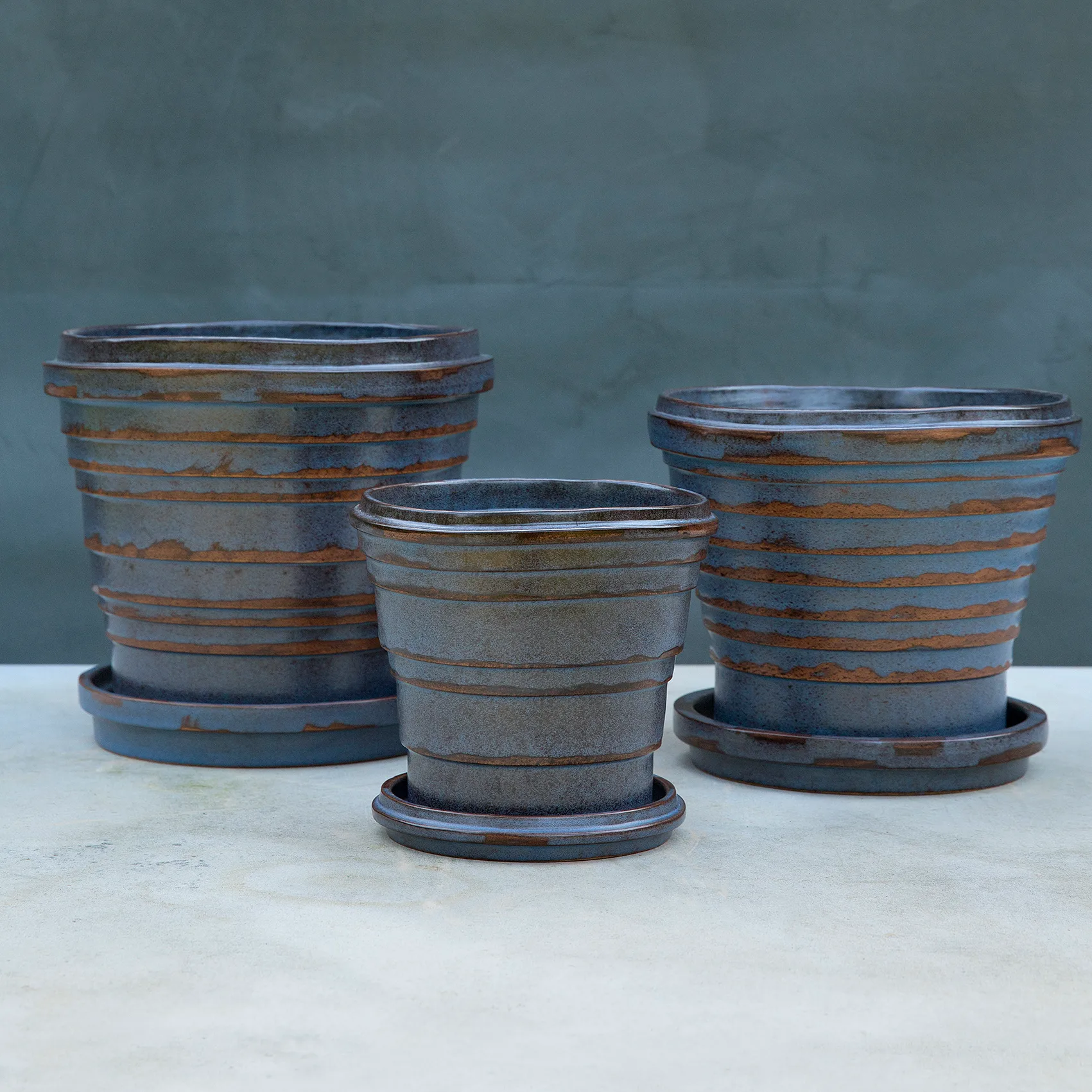 Pot Planet Vintage Metalic Ø21cm, Blue brown Bergs Potter