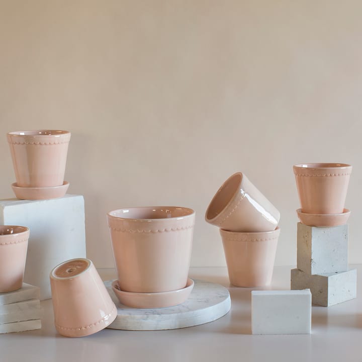 Pot vitré Helena Ø14 cm - Quartz rose - Bergs Potter
