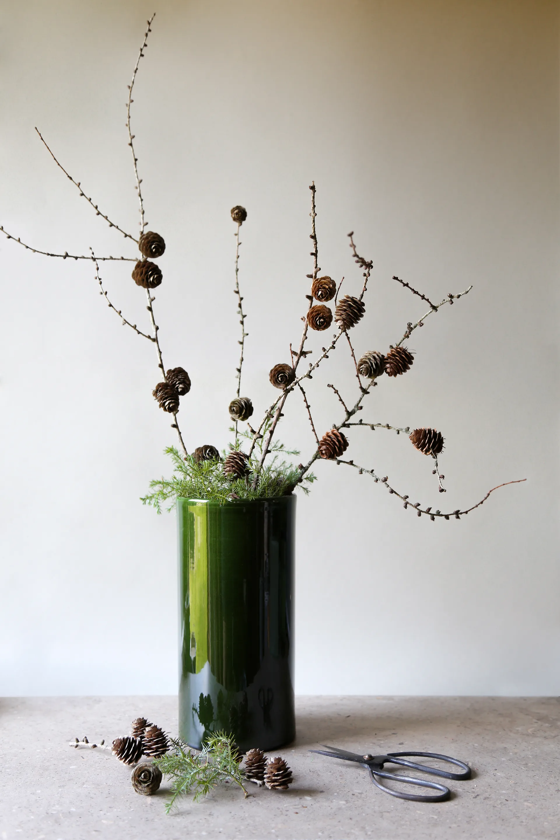 Vase Romeo émaillé Ø12 cm, Vert Bergs Potter