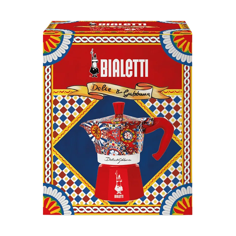 Cafetière moka Bialetti x Dolce & Gabbana, Chariot sicilien, 3 tasses Bialetti