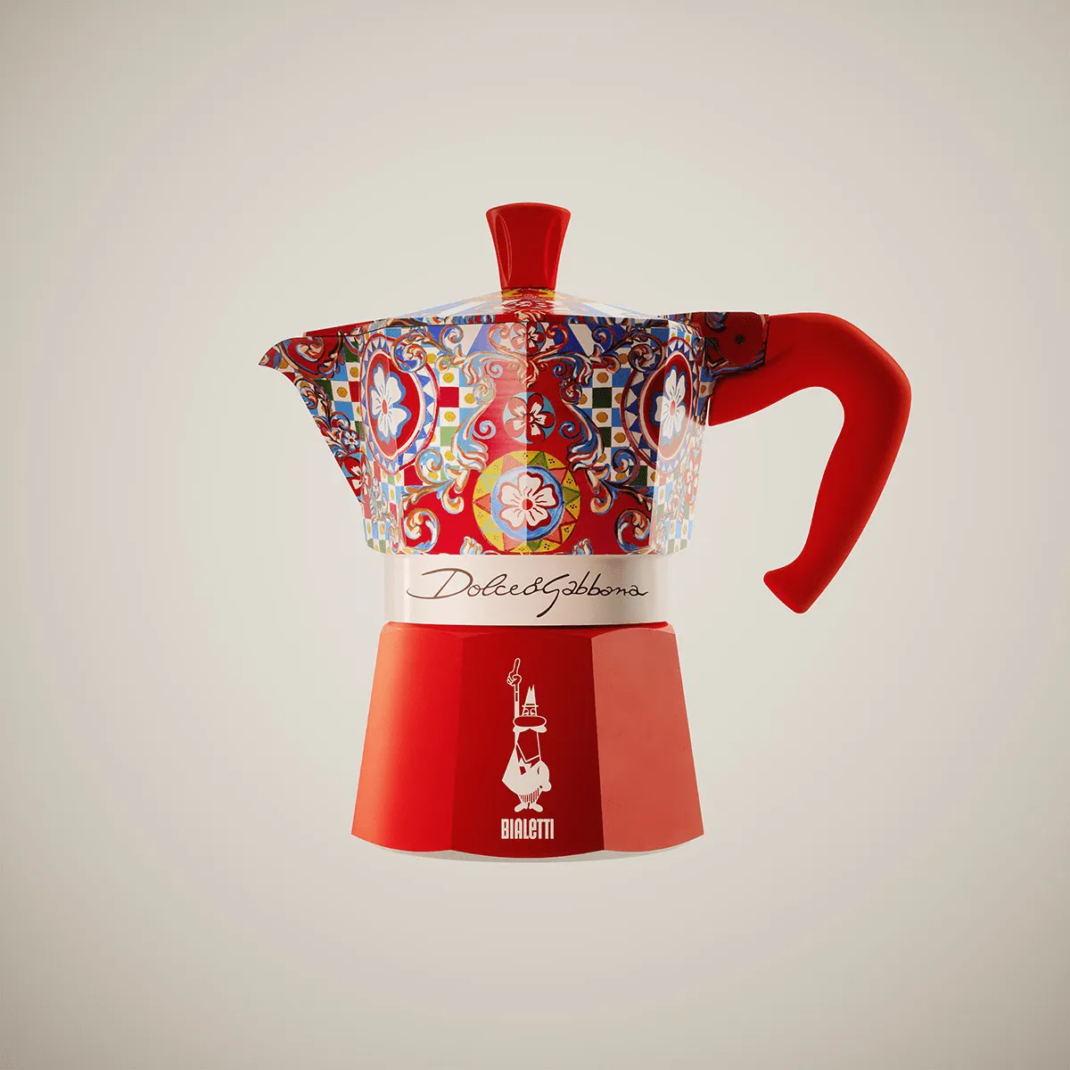 Cafetière moka Bialetti x Dolce & Gabbana, Chariot sicilien, 3 tasses Bialetti
