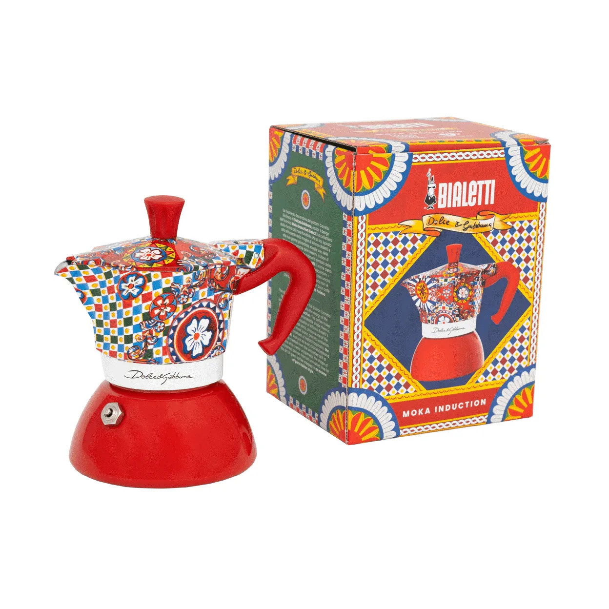 Cafetière moka Bialetti x Dolce & Gabbana induction, Chariot sicilien, 2 tasses Bialetti