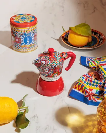 Cafetière moka Bialetti x Dolce & Gabbana induction - Chariot sicilien, 2 tasses - Bialetti