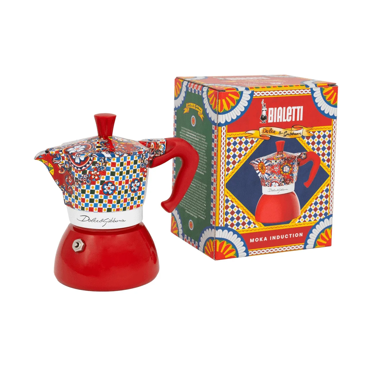 Cafetière moka Bialetti x Dolce & Gabbana induction, Chariot sicilien, 4 tasses Bialetti