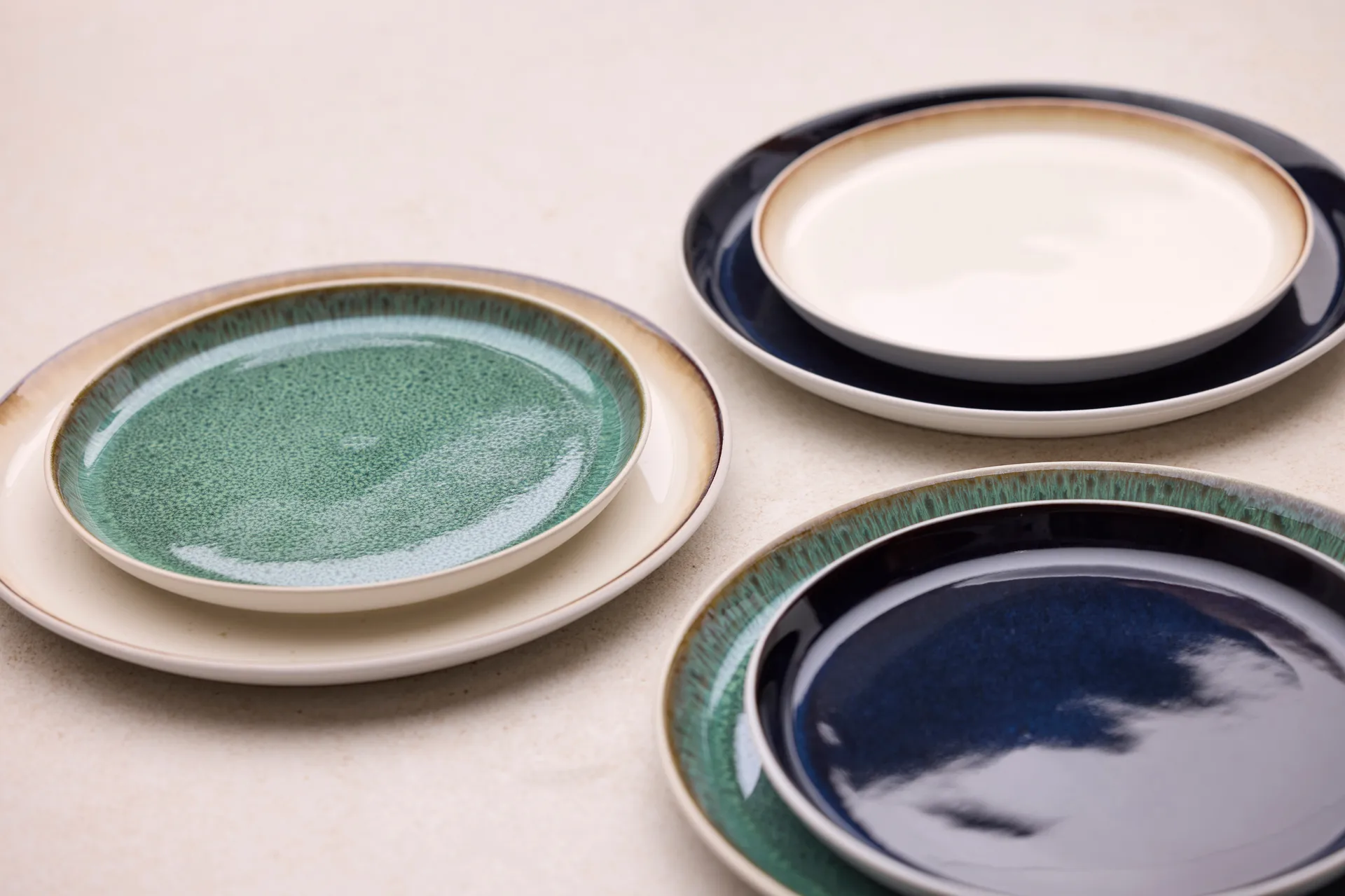 Assiette Bitz Gastro Ø 21 cm, Blanc-vert Bitz