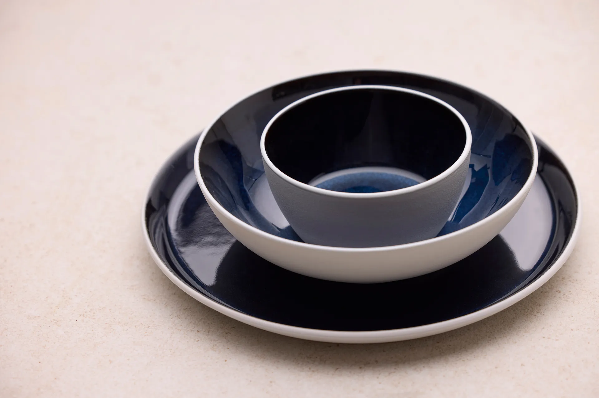 Assiette Bitz Gastro Ø27 cm, Blanc-bleu foncé Bitz