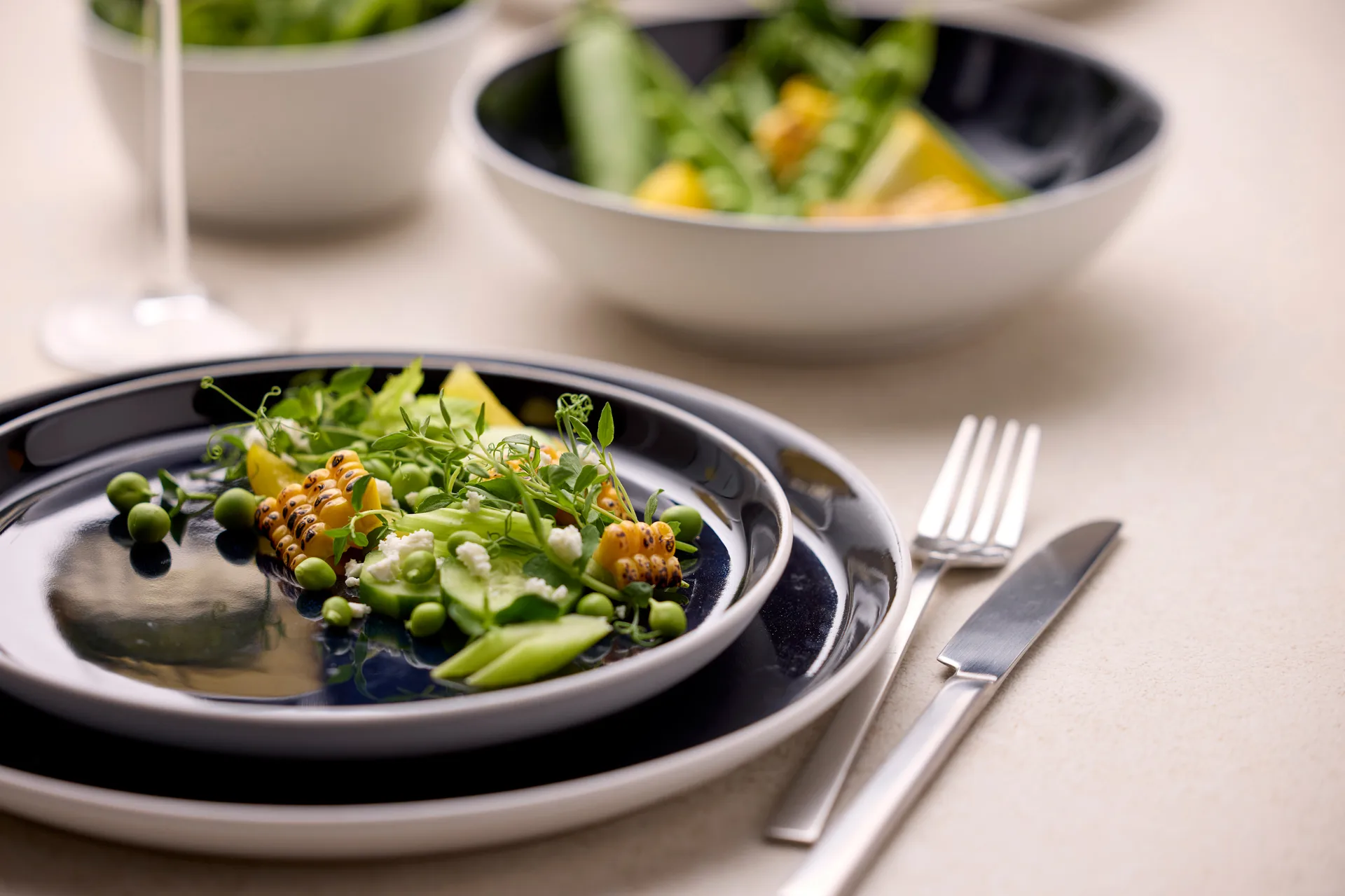 Assiette Bitz Gastro Ø27 cm, Blanc-bleu foncé Bitz