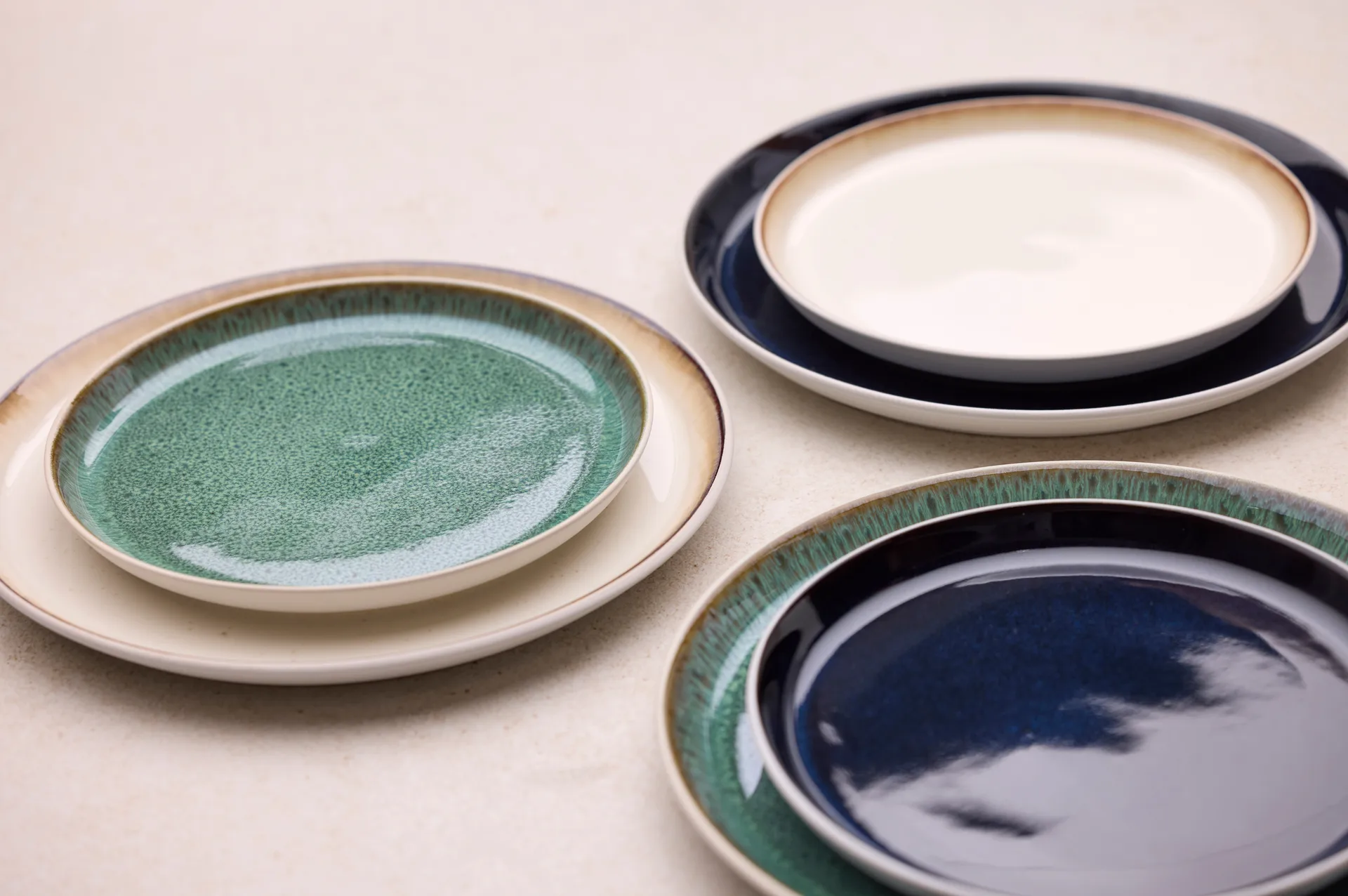 Assiette Bitz Gastro Ø27 cm, Blanc-vert Bitz