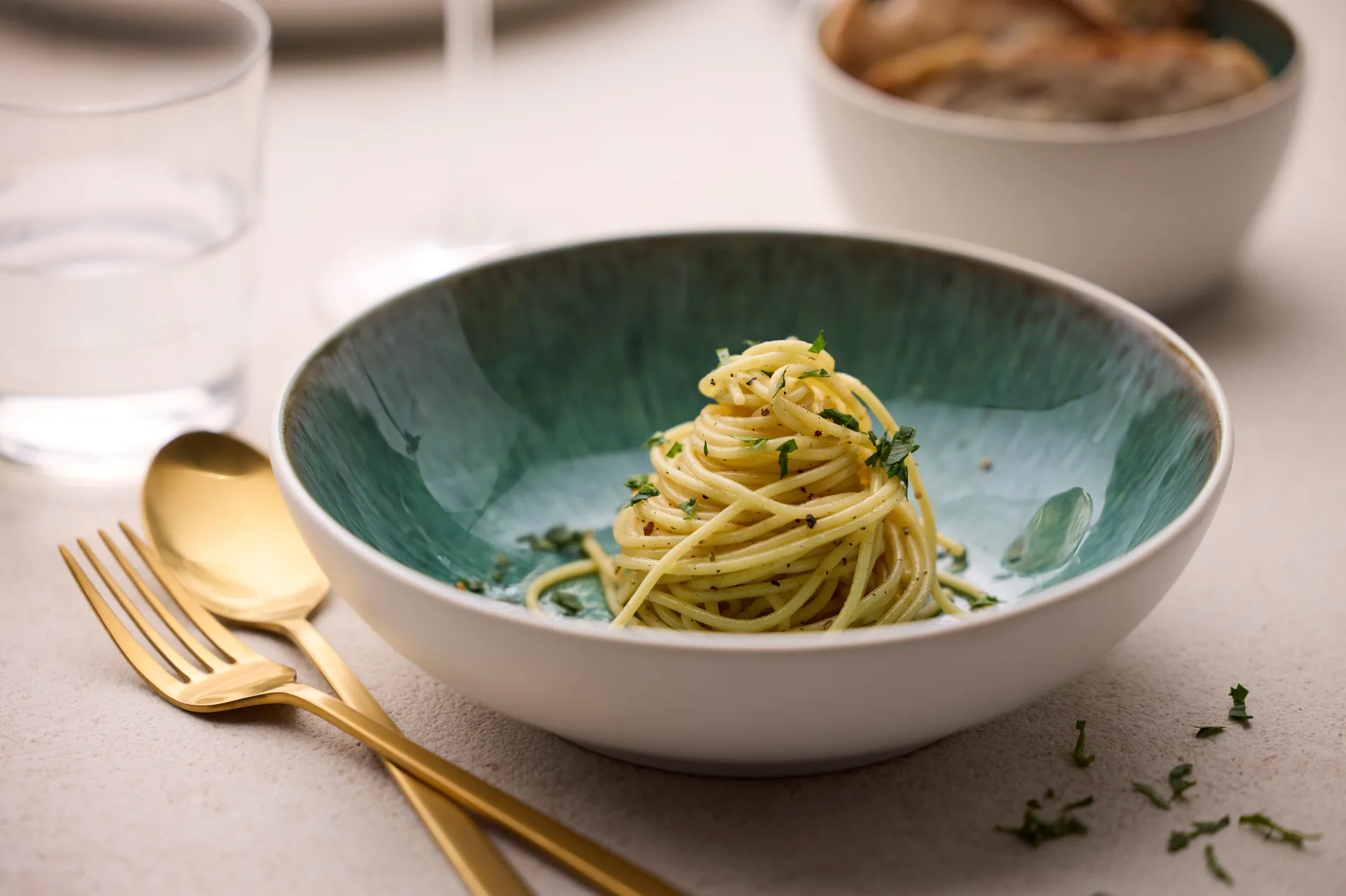 Bol à pâtes Bitz Gastro Ø20 cm, Blanc-vert Bitz