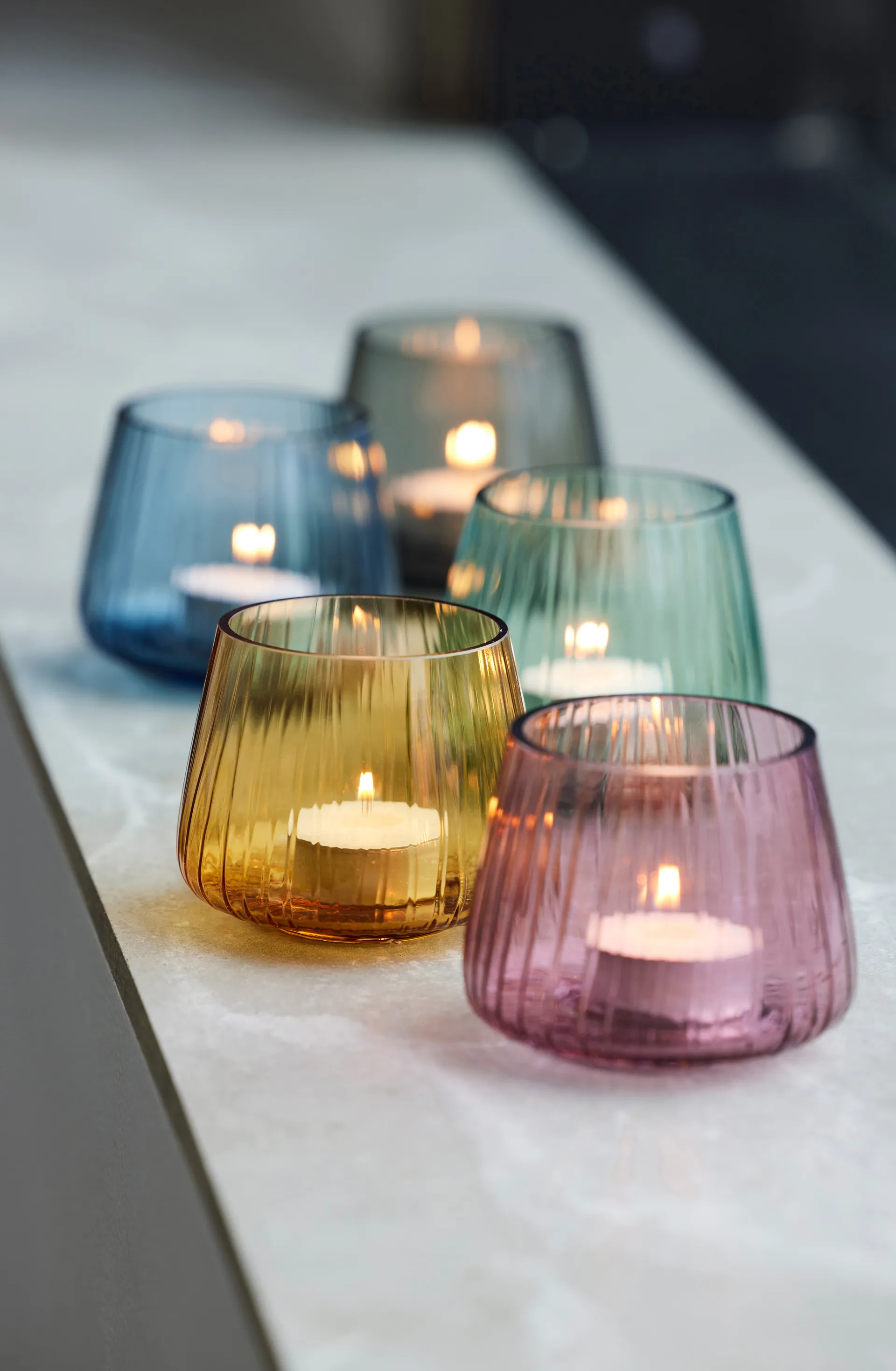 Photophore Kusintha 7,5 cm Lot de 2, Bleu Bitz