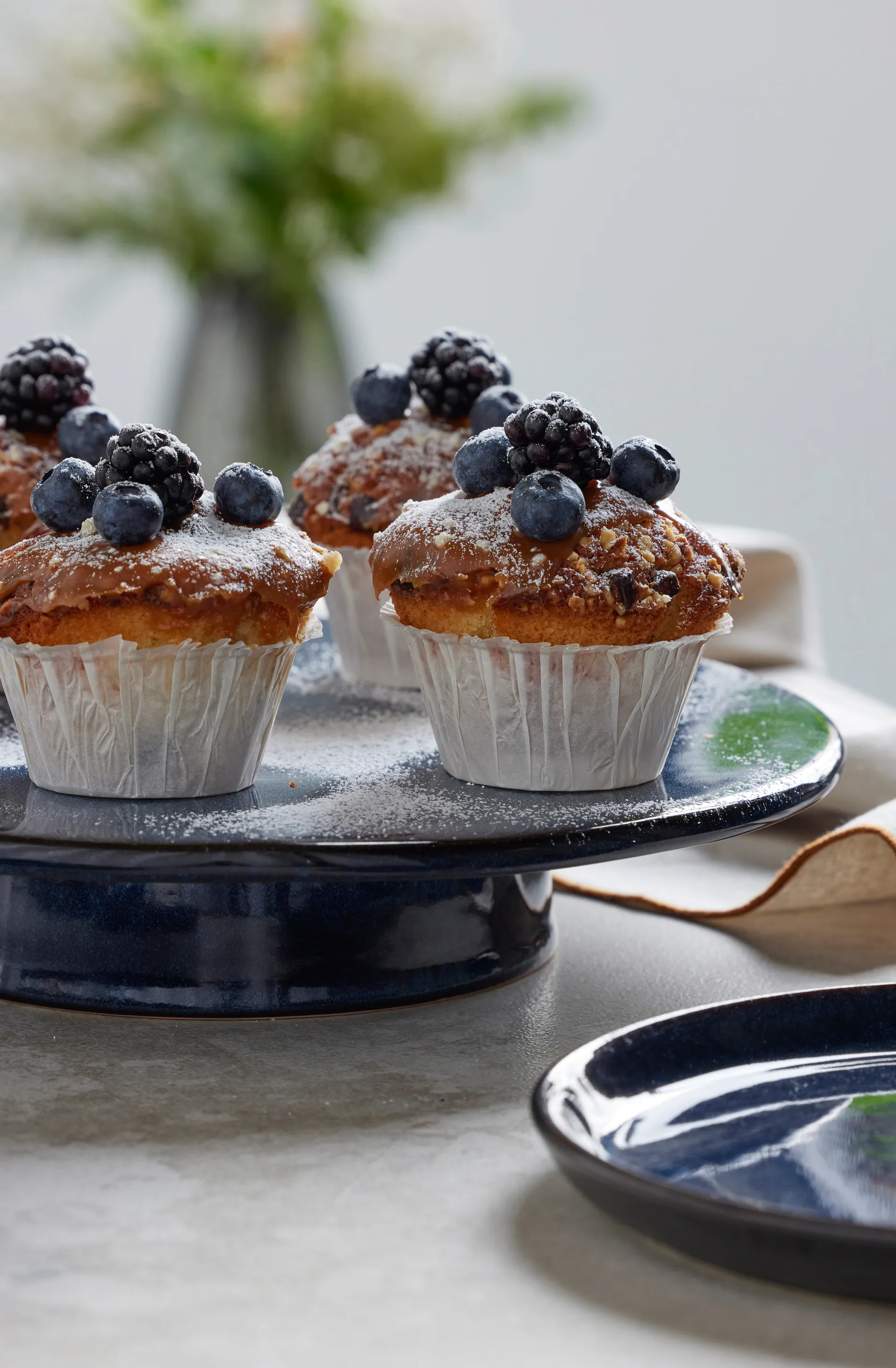 Plat à tarte sur pied Bitz Ø30 cm, Bleu foncé Bitz