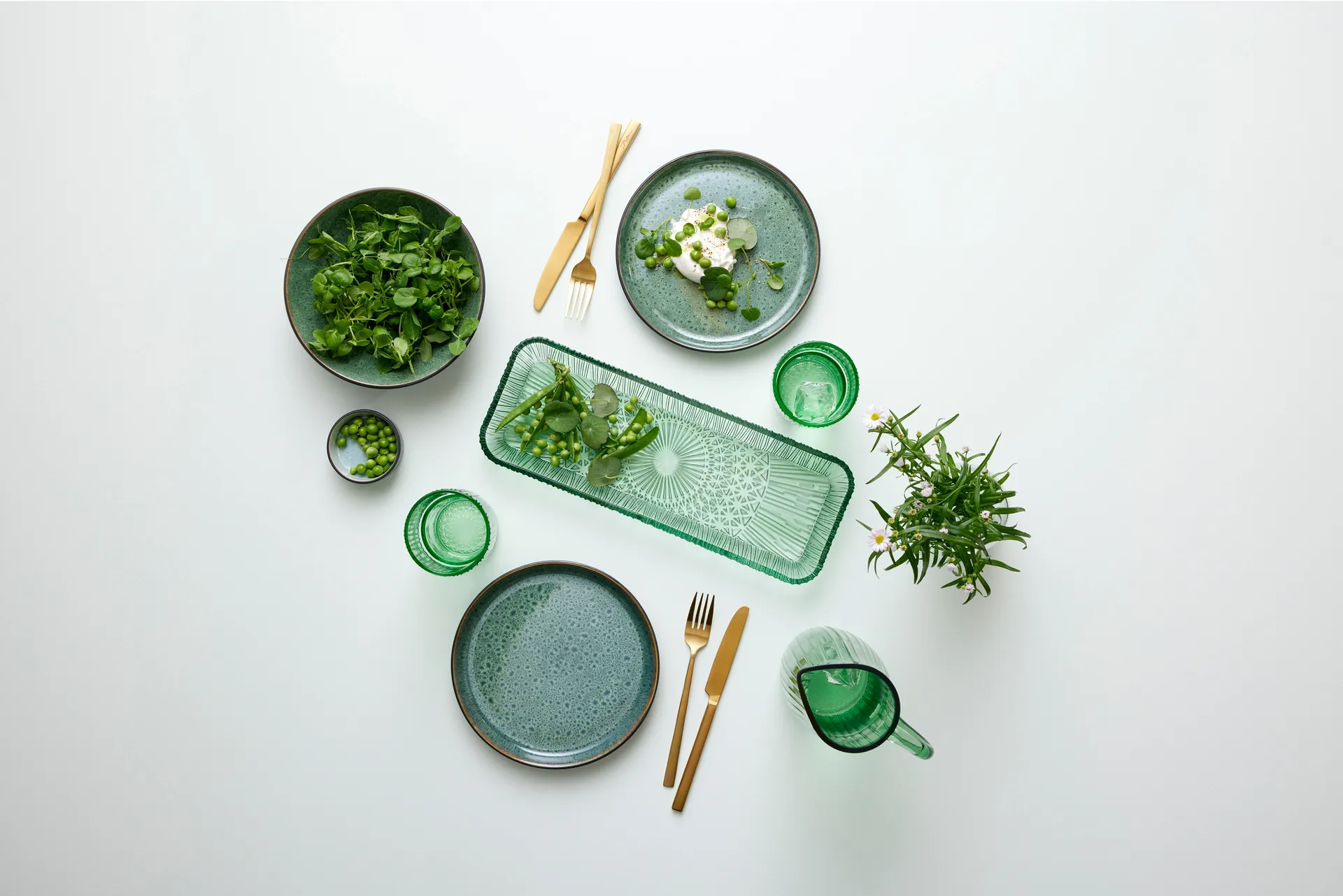 Plat de service Kusintha rectangulaire 14x38 cm, Green Bitz