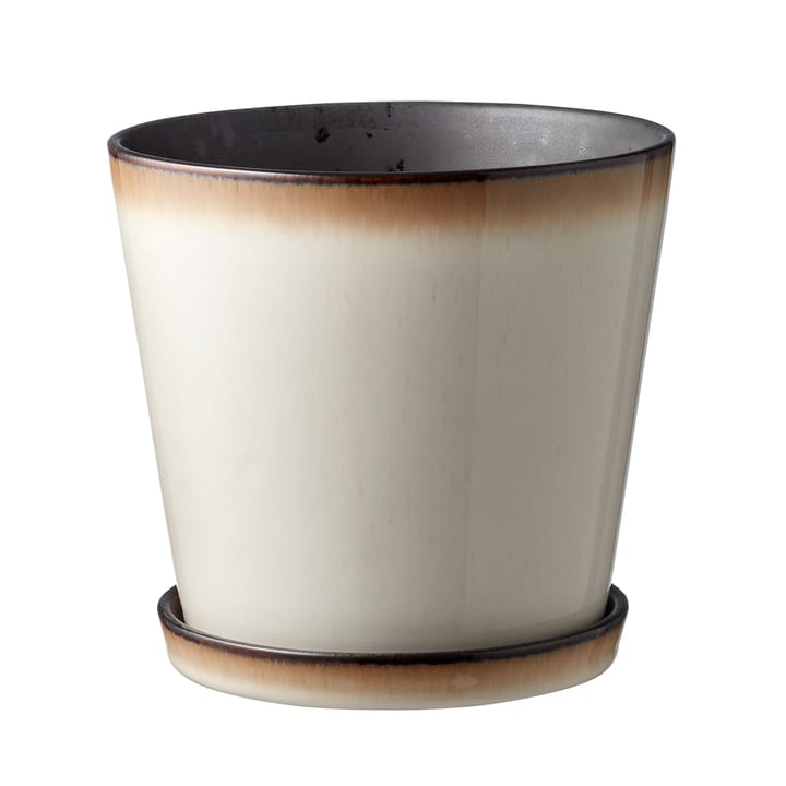 Pot avec soucoupe Bitz Ø14 cm - Blanc crème-noir - Bitz