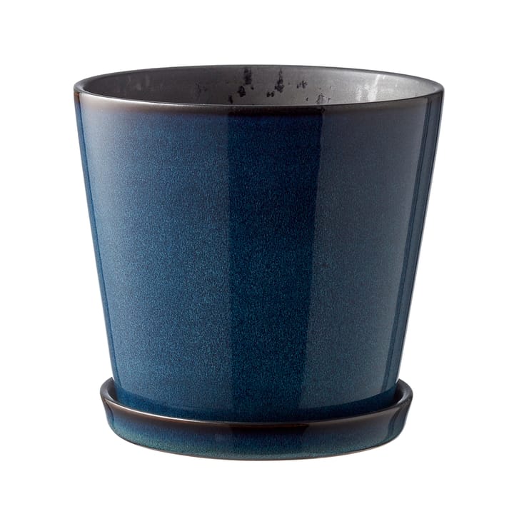 Pot avec soucoupe Bitz Ø14 cm - Bleu foncé-noir - Bitz