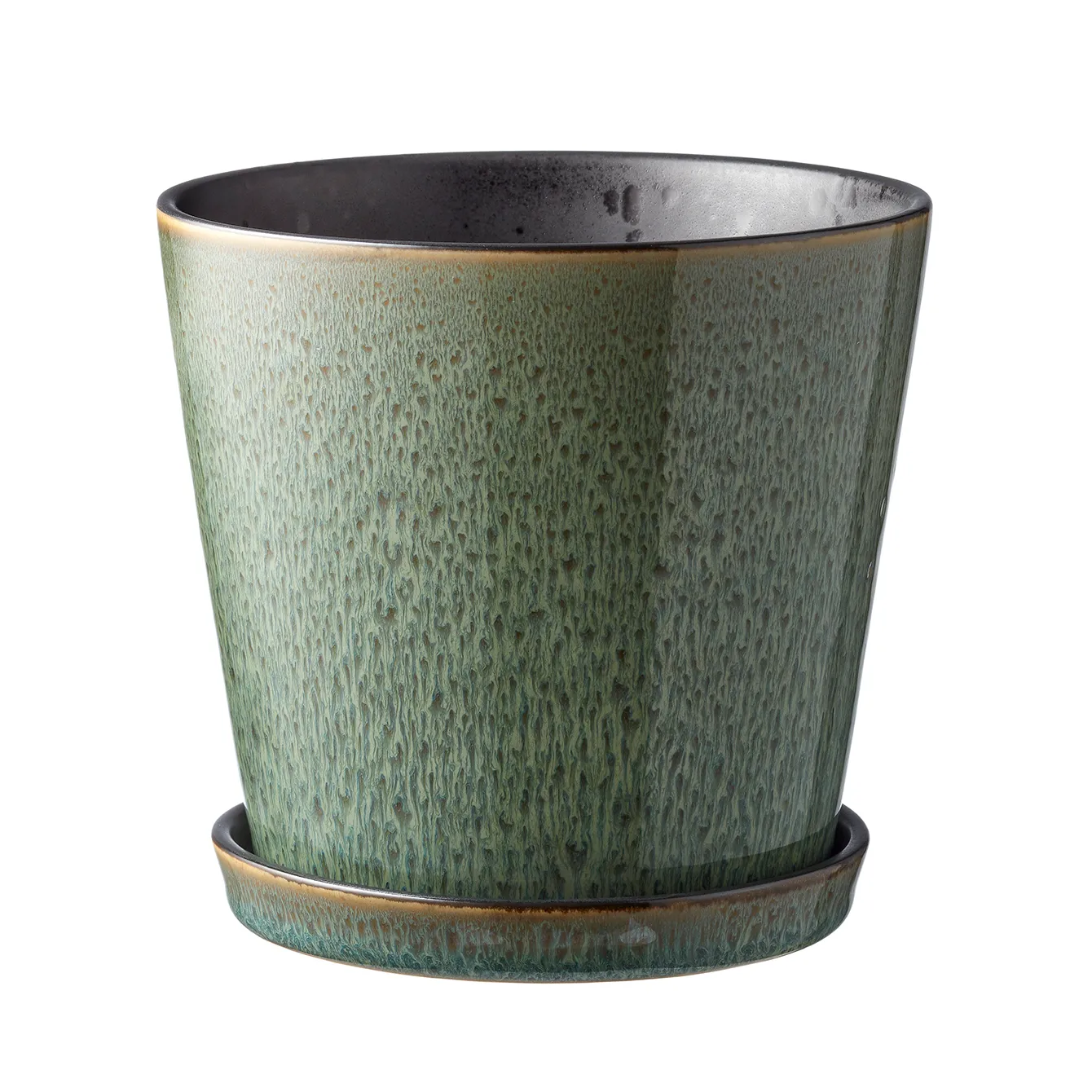 Pot avec soucoupe Bitz Ø14 cm, Vert-noir Bitz