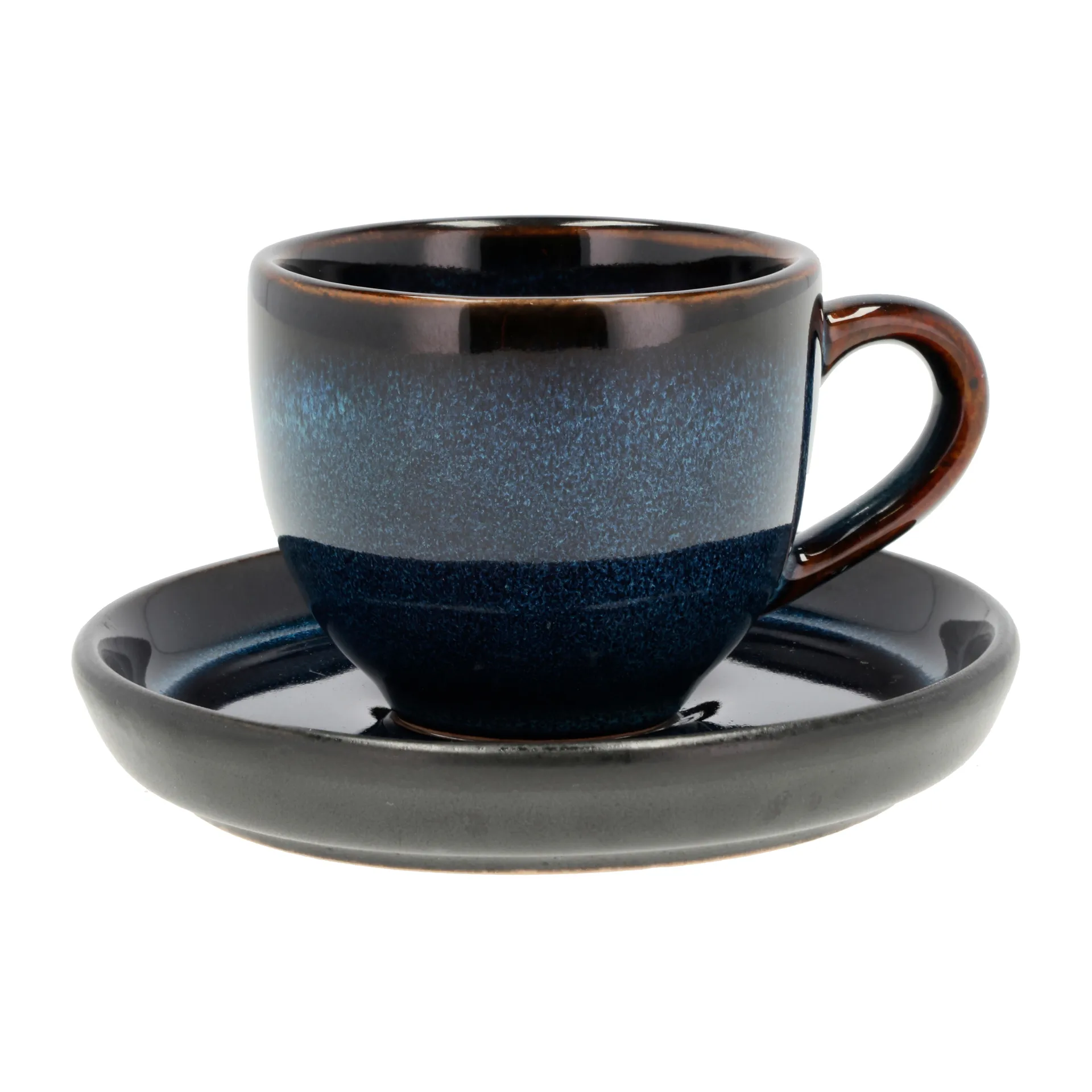 Tasse à expresso et soucoupe Bitz 7 cl, Bleu foncé-noir Bitz