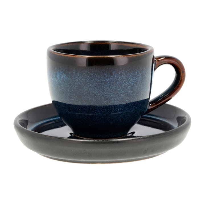 Tasse à expresso et soucoupe Bitz 7 cl - Bleu foncé-noir - Bitz