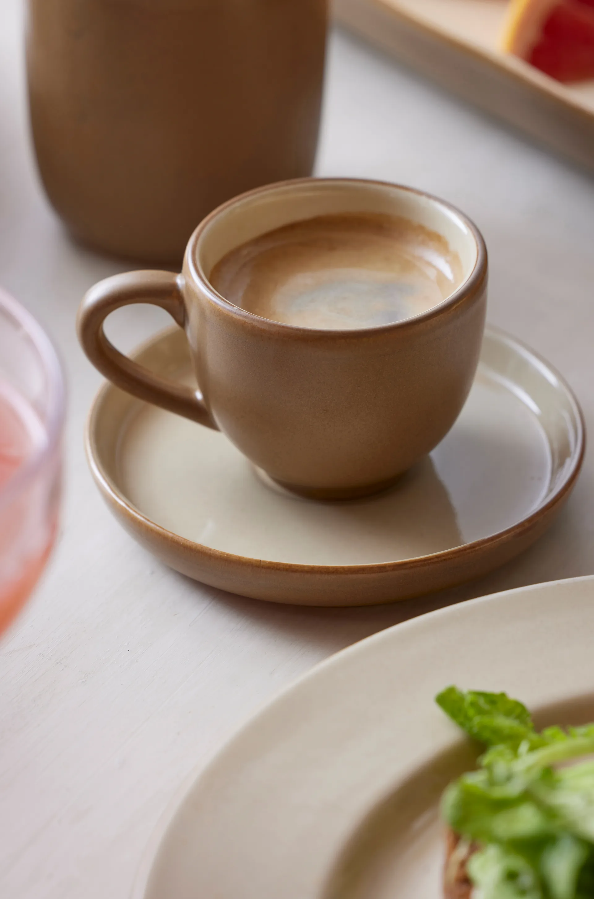 Tasse à expresso et soucoupe Bitz 7 cl mat, Wood-sand Bitz