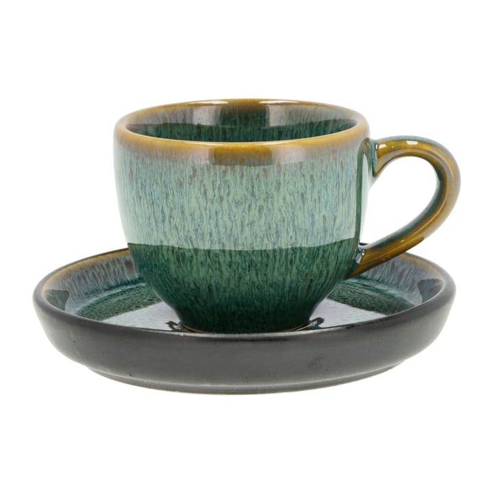 Tasse à expresso et soucoupe Bitz 7 cl - Vert-noir - Bitz