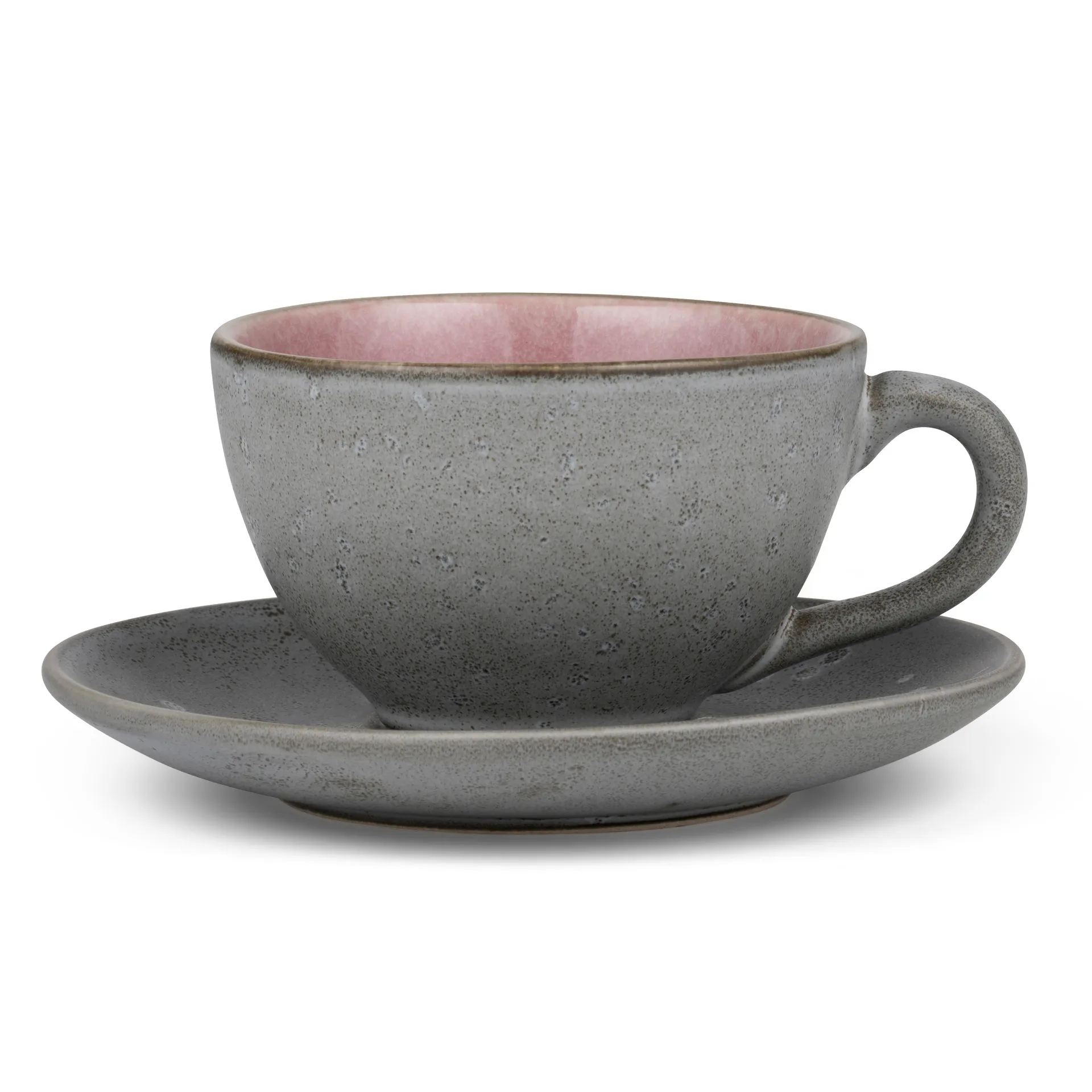 Tasse avec soucoupe Bitz gris, Rose Bitz