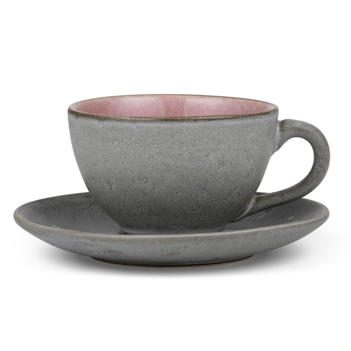 Tasse avec soucoupe Bitz gris - Rose - Bitz