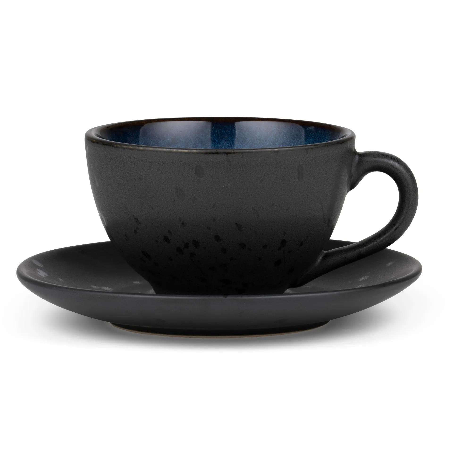 Tasse avec soucoupe Bitz noir, Bleu foncé Bitz