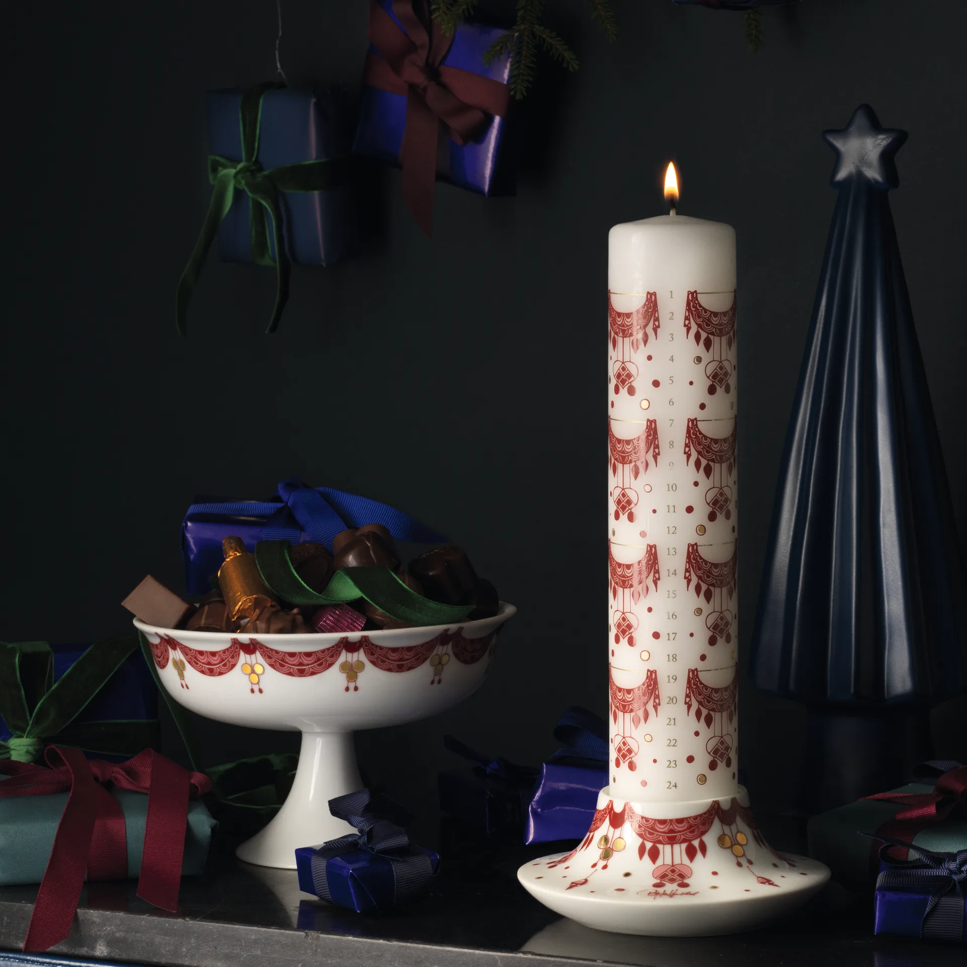 Bougeoir de l'avent Guirlande Ø 12,5cm, Rouge Bjørn Wiinblad