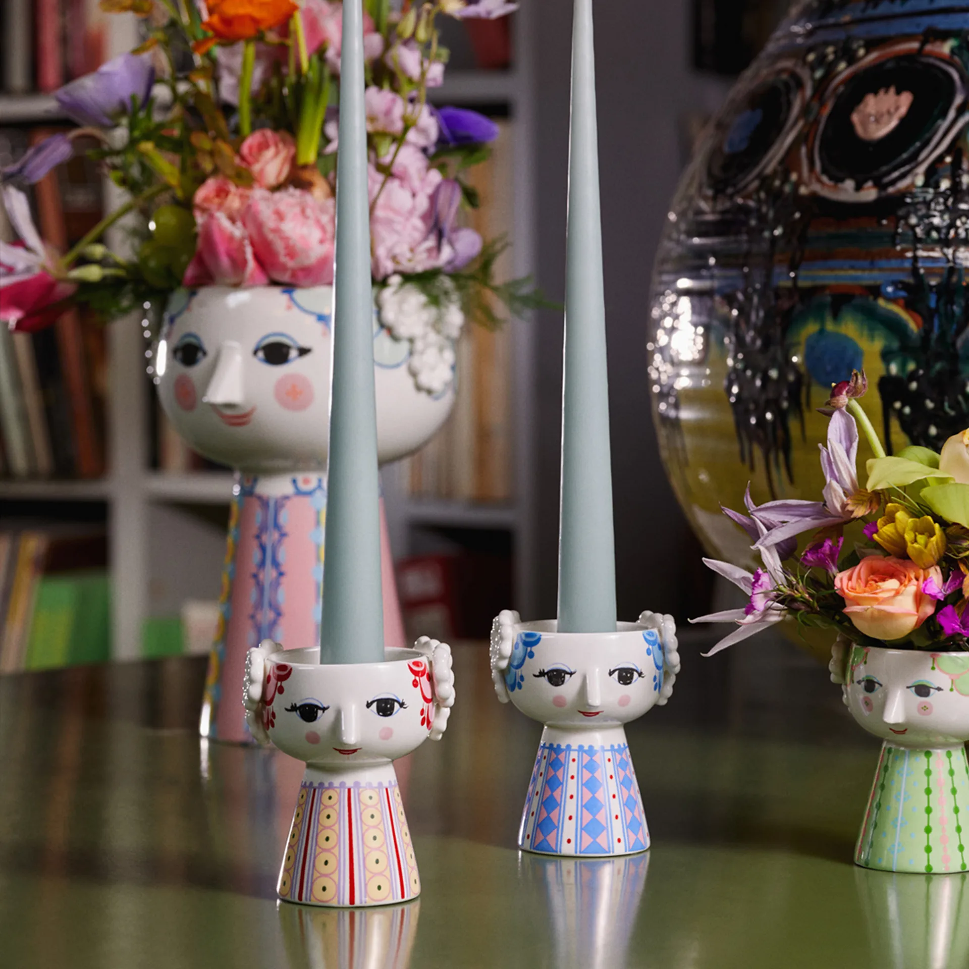 Bougeoir Eva 9,5 cm, Bleu foncé Bjørn Wiinblad