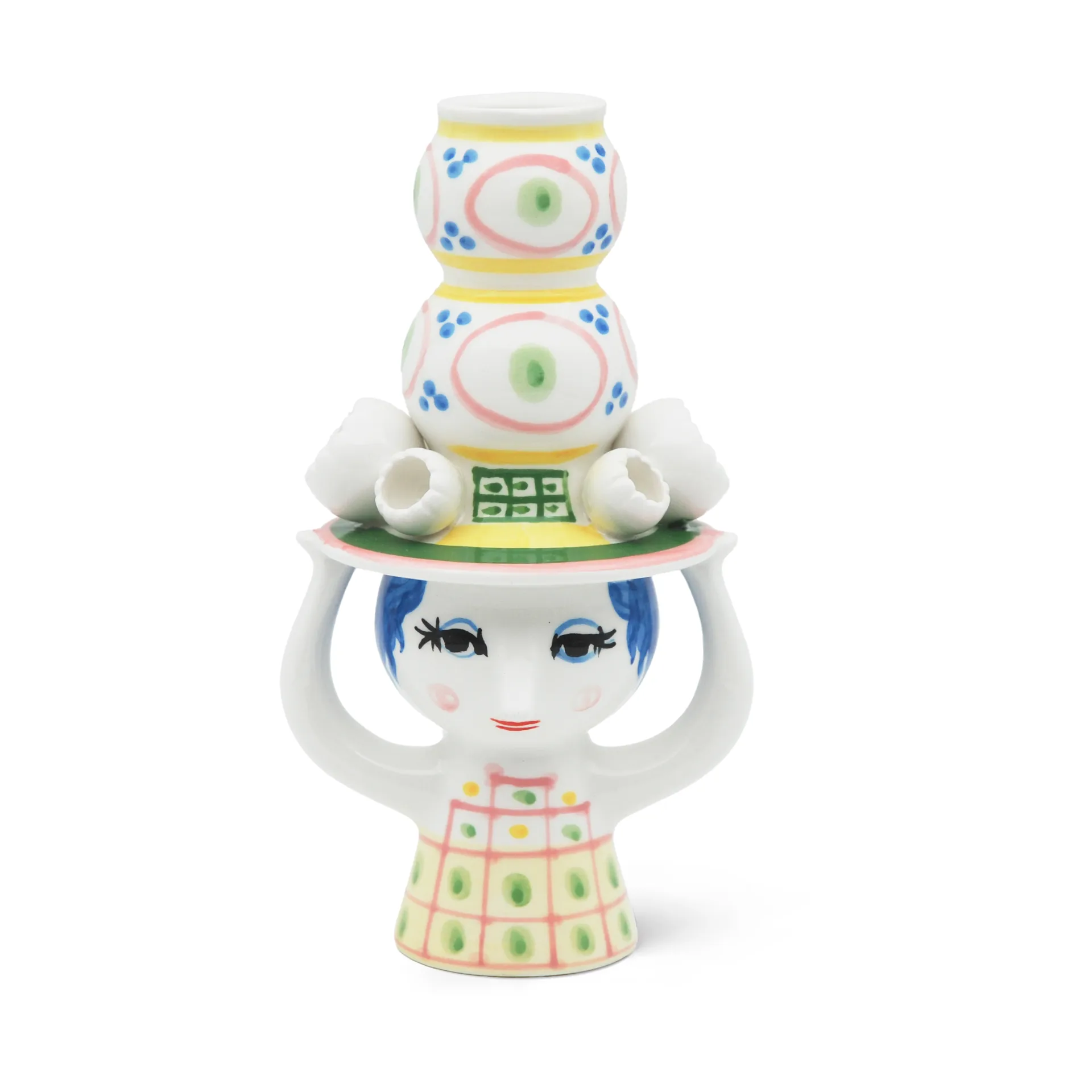 Bougeoir Lady with hat H16 cm, Rose Bjørn Wiinblad