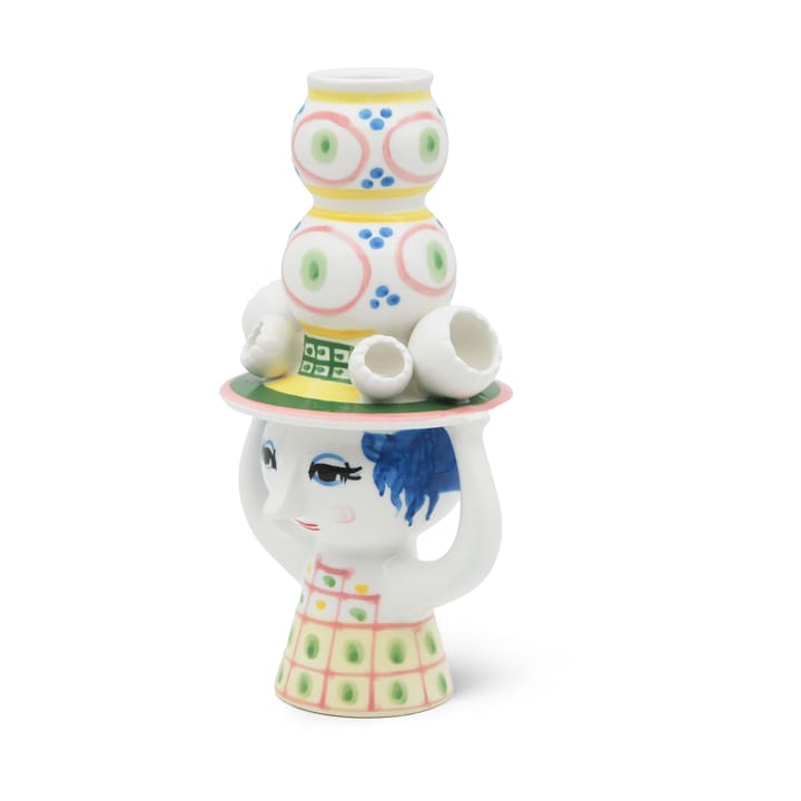 Bougeoir Lady with hat H16 cm, Rose Bjørn Wiinblad